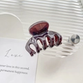 Elegant deep burgundy acrylic hair claw clip with a high-gloss finish for ponytails - 4cm / Style A / Brown