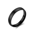 Minimalist black titanium steel ring featuring matte finish exterior and polished inner band - 5# / 4MM Black