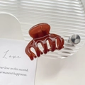 Elegant amber resin hair claw clip with glossy finish and durable curved design for women - 4cm / Style A / Brown