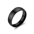 Minimalist polished black titanium steel band ring with a glossy mirror finish - 5# / 6mm / Black