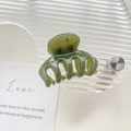 Pince à cheveux vert foncé translucide avec texture marbrée pour queue de cheval - 4cm / Style A / Vert Foncé