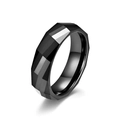 Anello in ceramica zirconia nera sfaccettata con superficie geometrica a rombi - Taglia 7 / Stile Geometrico Sfaccettato A (Stile A)