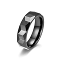 Anello minimalista in ceramica nera sfaccettata con bordi geometrici per uomo e donna - Taglia 7 / Stile Sfaccettato Geometrico Satinato C (Stile C)