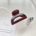Pince à cheveux élégante en écaille de tortue au fini brillant sur présentoir - 4cm / Style B / Marron