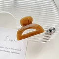 Pince à cheveux en résine ambrée au design semi-circulaire classique pour femmes - 4cm / Style B / Café Clair