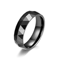 Anello minimalista in ceramica di zirconia nera con sfaccettature geometriche - Taglia 7 / Stile Sfaccettato Geometrico a Rombo D (Stile D)