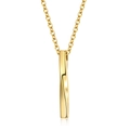 Collar minimalista con colgante de barra rectangular retorcida dorada y cadena de eslabones finos - Con Cadena / Dorado