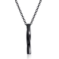 Collar minimalista para hombre con colgante de barra negra retorcida y diseño moderno - Con Cadena / Negro