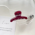 Pince à cheveux rouge vin élégante pour queue de cheval sur carte minimaliste - 4.5CM / Style C / Bordeaux