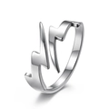 Anello aperto in acciaio inossidabile argento lucido con moderno design a fulmine - Taglia 7 / Stile Fulmine