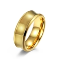Minimalist wide gold stainless steel ring with concave brushed finish and mirror edges - Size 7 / Gold