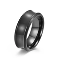 Minimalist matte black stainless steel ring with a brushed finish and polished inner band - Size 7 / Black