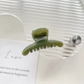 Petite pince à cheveux vert foncé pour queue de cheval haute sur support acrylique - 4.5CM / Style C / Vert Foncé