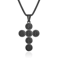 Collana con croce di San Benedetto nera con sei medaglie e catena a maglia quadra - Set collana nera