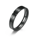 Anillo de acero inoxidable cepillado negro con grabado Love Never Fails y circón negro - 12# / Estilo de Hombre / Negro