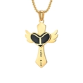 Collier croix en acier doré avec cœur ailé et gravure Luke 1:37 au style athlétique - Style 3 (Football) / Pendentif uniquement / Or