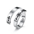 Polished silver stainless steel wrap ring featuring I am Enough engraving and star detail - 9# (Adjustable) / Steel