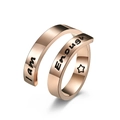 Roségoldener Edelstahlring zum Wickeln mit I am Enough Gravur und Sternsymbol - 9# (Verstellbar) / Roségold