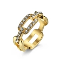 Bague dorée évidée sertie de diamants pour femme, bijou chic au style minimaliste - Or
