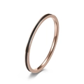 Bague empilable minimaliste 1mm or rose avec ligne d'émail noir pour femme - Noir