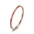 Minimalist 1mm rose gold titanium ring with red enamel inlay for women stackable style - Size 9 / Red