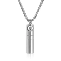 Collana a cilindro da uomo in acciaio al titanio con incisione Intelligence e catena - Gemelli Ciondolo Solo (Senza Catena) / Argento