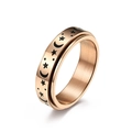 Bague anti-stress rotative en or rose avec motifs lune et étoiles en acier brossé - Taille 11 / Or Rose Standard