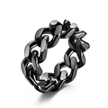 Herren-Ring aus schwarzem Titanstahl im kubanischen Panzerketten-Stil mit Glanz - 13# / Schwarz