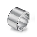 Anillo ancho de acero inoxidable para hombre con acabado cepillado mate y diseño plano - Talla 7 / Color Acero