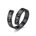 Nordic Viking rune open ring in black electroplated finish with white engravings - Size 7 / Black
