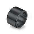 Anillo ancho para hombre de acero inoxidable con acabado cepillado negro y bordes pulidos - Talla 7 / Negro