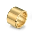 Anillo ancho de acero inoxidable con acabado en oro mate cepillado para hombre y mujer - Talla 7 / Dorado