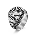Anillo de sello vintage para hombre con manos en oración en acero inoxidable plata - Talla 8 / Color Acero