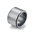 Anillo ancho para hombre de acero inoxidable estilo hip hop con acabado mate vintage - Talla 7 / Plata Antigua