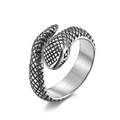 Anillo de serpiente unisex en plata vintage con escamas de estilo punk rock - Talla 9 / Color Acero