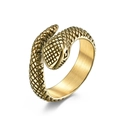 Anillo de serpiente ajustable en acabado dorado con textura de escamas y diseño minimalista - Talla 11 / Dorado