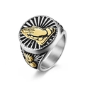Anillo de hombre con manos en oración en acero inoxidable bicolor de estilo retro - Talla 8 / Bicolor (Oro y Plata)