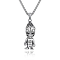 Collier en acier inoxydable avec poupée démon, étoile hexagramme et chaîne blé - Pendentif Crâne Antique Avec Chaîne