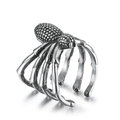 Gothic vintage stainless steel spider ring with textured body and hollow leg band design - Size 8 / Steel
