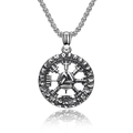 Vintage silver Nordic Viking rune disk necklace with Valknut and Vegvisir pendant - Steel Color Necklace And Chain Set