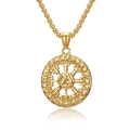 Nordic Viking Valknut Rune pendant necklace in golden finish with round box chain - Gold Color Necklace And Chain Set