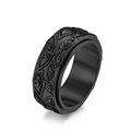 Mattschwarzer drehbarer Ring aus Edelstahl mit Evil-Eye-Relief im Gothic-Punk-Stil - 14# / Schwarz