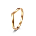 Polished 18K gold-plated V-shaped stackable wishbone ring with a minimalist sleek finish - US 7 / Rose Gold