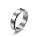 Sleek silver stainless steel spinner ring featuring polished edges and brushed texture - Size 11 / 6mm / Silver