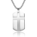 Pendentif croix en acier brossé avec chaîne box argentée et effet miroir - Couleur Acier Avec Chaîne à Billes