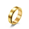 Polished 18K gold flat spinning ring with stepped edges and smooth inner brushed finish - Size 11 / 6mm / Rose Gold