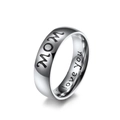 6mm silver stainless steel ring with laser engraved MOM i love you text for mothers - 5# / Mom