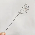 Spilla per capelli in argento con nappa di pietra di luna e perle in stile tradizionale - Bastoncino per Capelli Loto Argento (18.2CM)