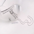 Pinza per capelli in metallo argento con nappe, catena a serpente e strass luminosi - Linea Retta - 12cm
