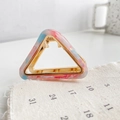 Pince à cheveux triangle en acétate marbré rose et bleu avec cadre en métal doré - Rose Bleu 5.2cm